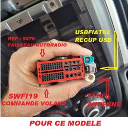 COMMANDE VOLANT Fiat Ducato 2015- - Pour PIONEER complet avec interface specifique